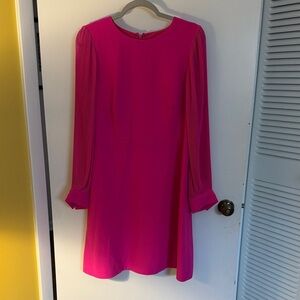 J. Crew Vibrant Pink Long Sleeve Dress